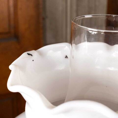 #11363 Antique Brass & Milk Glass Oil Lamp Light image 8