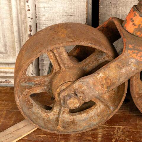 #12716 Antique Cast Iron Factory Cart Caster Wheels image 5