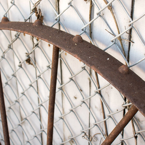 #13020 Large Antique Metal Tractor Wheel image 3