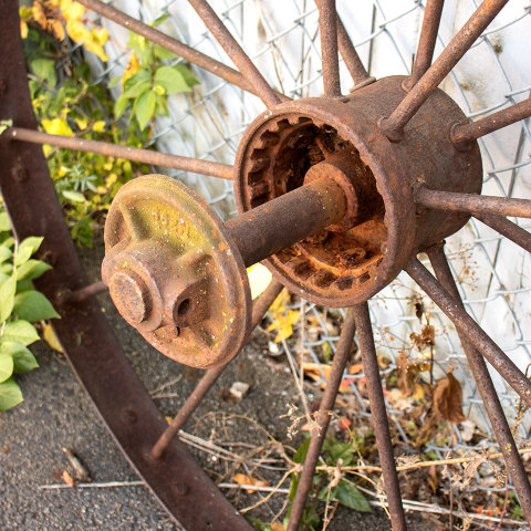 #13020 Large Antique Metal Tractor Wheel image 5