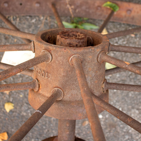 #13020 Large Antique Metal Tractor Wheel image 6