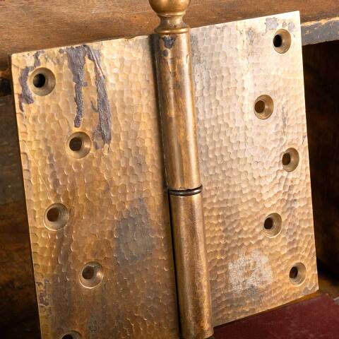 #13580 6" Antique Hammered Brass Door Hinge image 4