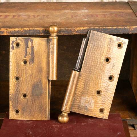 #13580 6" Antique Hammered Brass Door Hinge image 6