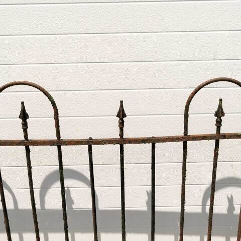 #14095 Salvaged Antique Wrought Iron Fence & Posts image 3