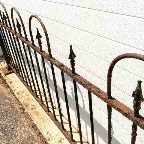 #14095 Salvaged Antique Wrought Iron Fence & Posts image 5