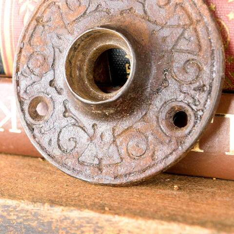 #18911 Antique Ornate Cast Iron Doorknob Rosette image 2