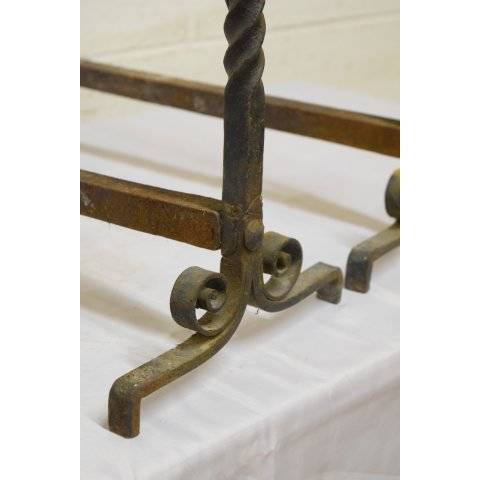 #20365 Antique Wrought Iron Fireplace Andirons image 4
