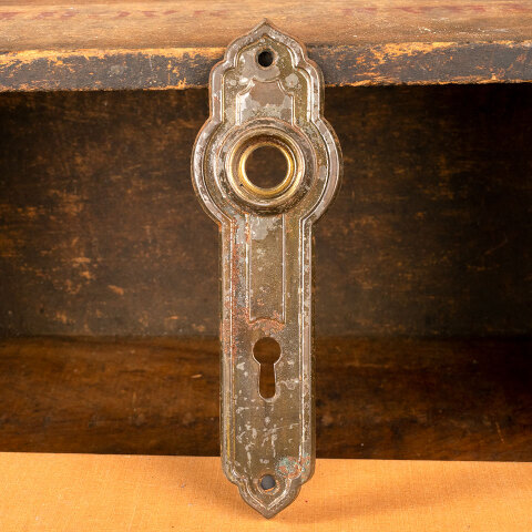 #21516 Pressed Metal Art Deco Doorknob Backplate image 2