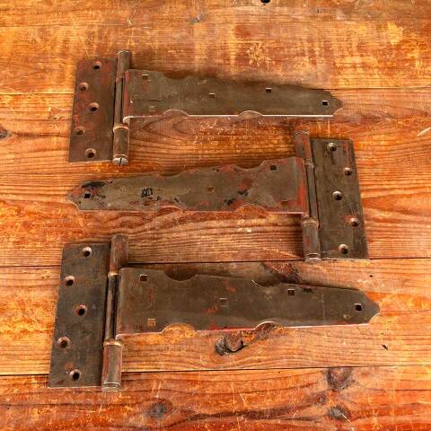 #22196 Salvaged Vintage Metal Strap Door Hinges image 4