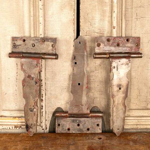 #22196 Salvaged Vintage Metal Strap Door Hinges image 3