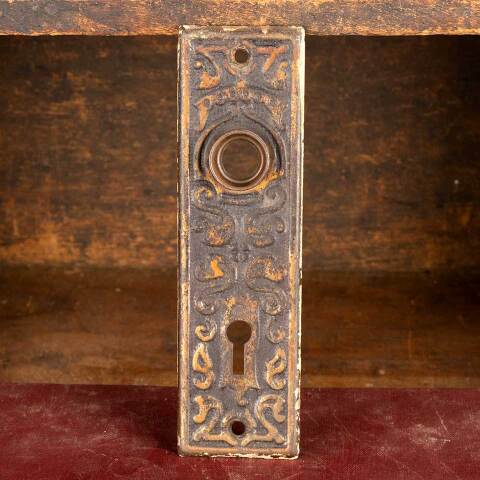 #25065 Antique Stamped Metal Doorknob Backplate image 5