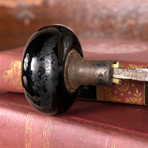 #25343 Antique Black Porcelain Doorknob Set image 3