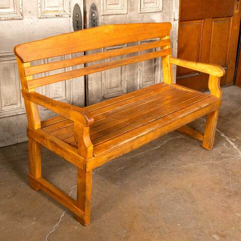 #28692 Solid Oak Wood Bench image 3