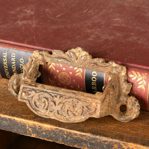 #28811 Antique Ornate Cast Iron Bin Drawer Pull image 5