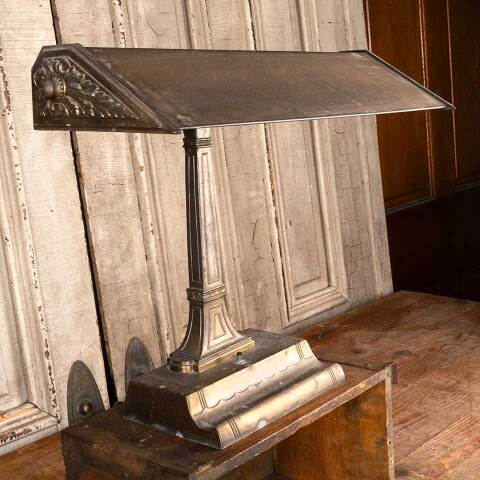 #30158 Antique Banker's Library Desk Brass Lamp image 4