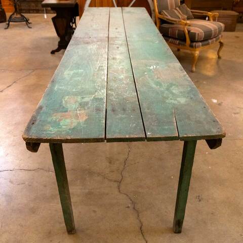 #33003 Antique Wood Harvest Table w/ Folding Legs image 7