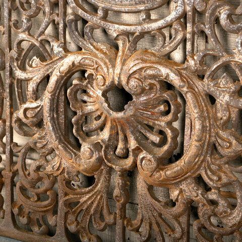 #33648 Antique Ornate Cast Iron Fireplace Screen image 2