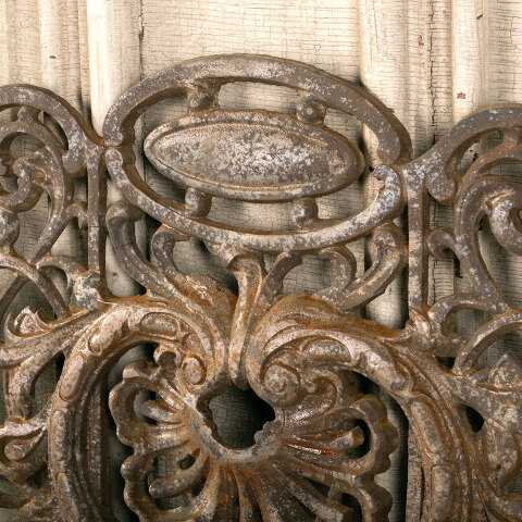 #33648 Antique Ornate Cast Iron Fireplace Screen image 3