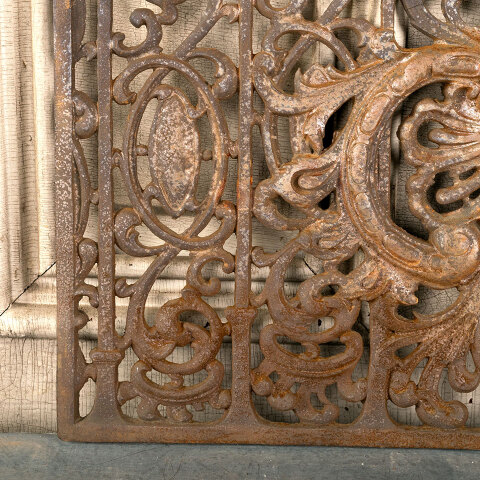 #33648 Antique Ornate Cast Iron Fireplace Screen image 5