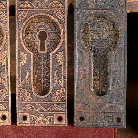 #33714 Antique Eastlake Pocket Door Hardware Pulls image 6