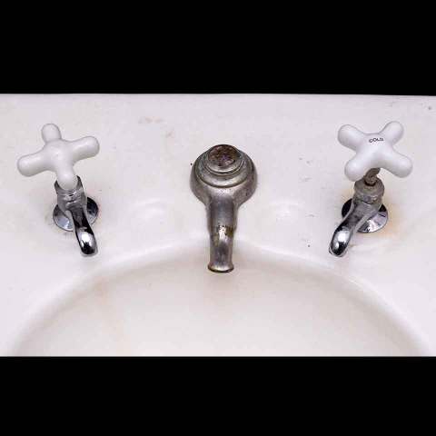 #34005 Antique Porcelain Bathroom Sink & Legs image 5