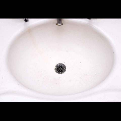 #34005 Antique Porcelain Bathroom Sink & Legs image 6