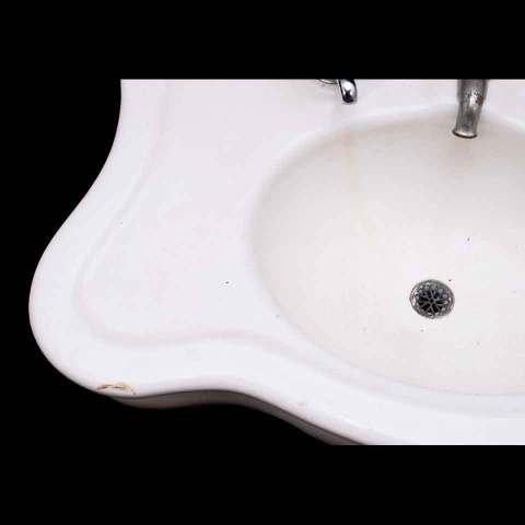 #34005 Antique Porcelain Bathroom Sink & Legs image 7