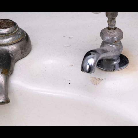 #34005 Antique Porcelain Bathroom Sink & Legs image 8