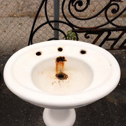 #35216 Salvaged Cast Iron Oval Pedestal Sink image 3