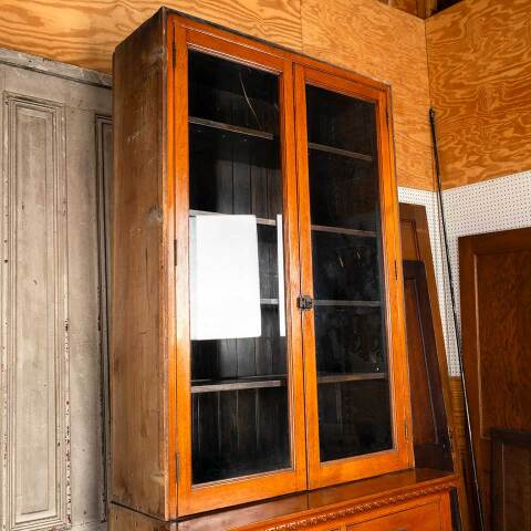 #35549 46x103 Salvaged Oak Built-In China Cabinet image 3