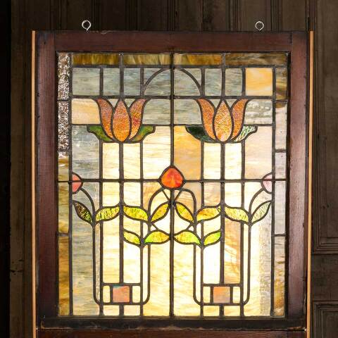 #35580 30x67 Antique Stained Glass Window Sashes image 2