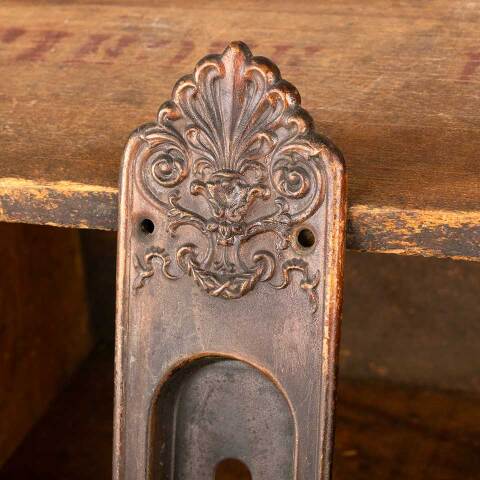 #35634 Antique Brass Pocket Door Pull Hardware image 4