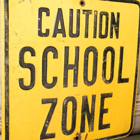 #37293 Vintage Painted Metal SCHOOL ZONE Sign image 5