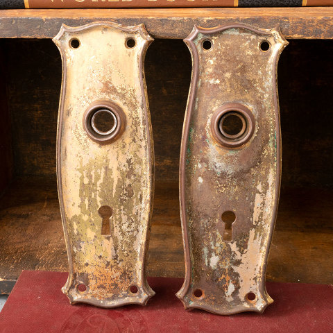 #38338 Antique Salvaged Doorknob Backplates image 4