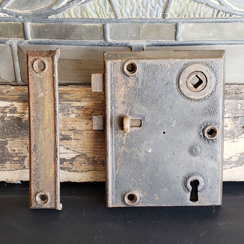 #38419 Antique Door Rim Lock and Catch image 2