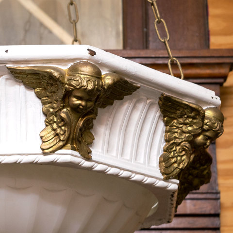 #38510 Salvaged Antique Plaster Cherub Chandelier image 6