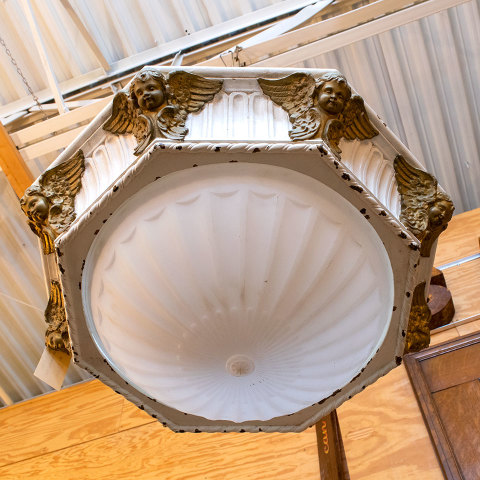 #38510 Salvaged Antique Plaster Cherub Chandelier image 2