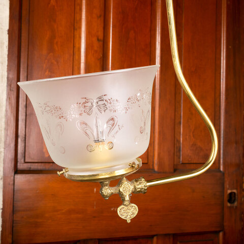 #38990 Brass Converted One Arm Gas Chandelier image 6