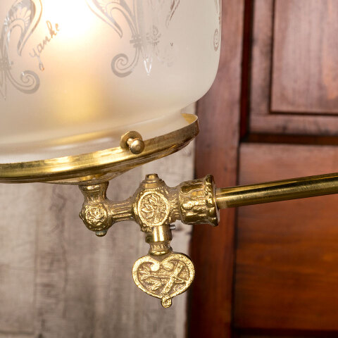 #38990 Brass Converted One Arm Gas Chandelier image 3