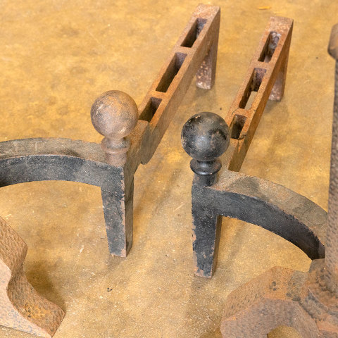 #39189 Antique Arts & Crafts Fireplace Andirons image 5