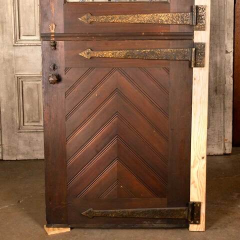 #39684 32x82 Dutch Door with Leaded Glass Panel image 3