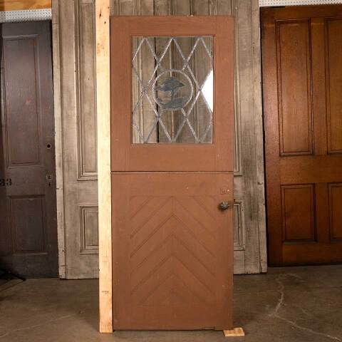 #39684 32x82 Dutch Door with Leaded Glass Panel image 5