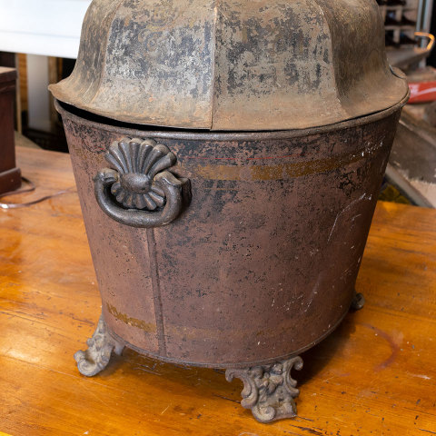 #39693 Antique Footed Coal Bucket with Lid image 5
