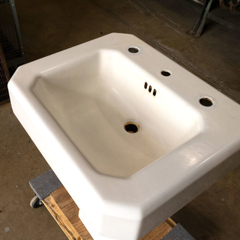 #39919 Salvaged Cast Iron Bathroom Pedestal Sink image 2