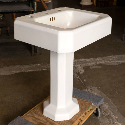 #39919 Salvaged Cast Iron Bathroom Pedestal Sink image 5