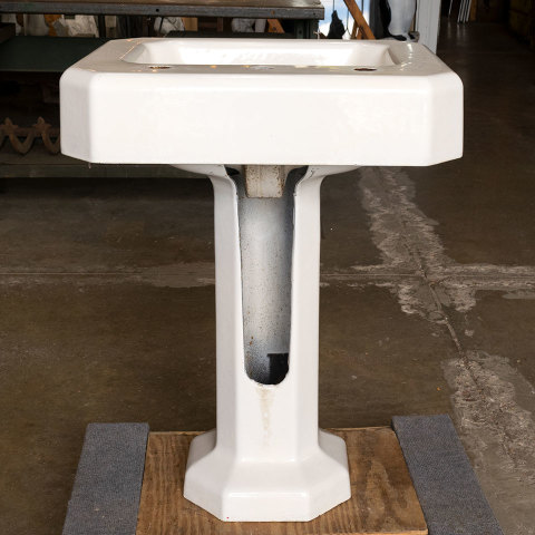 #39919 Salvaged Cast Iron Bathroom Pedestal Sink image 7