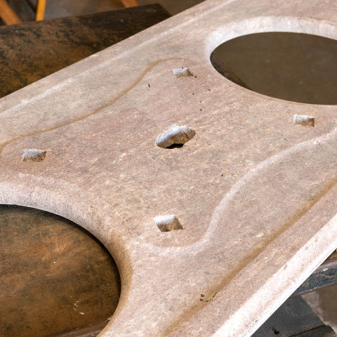 #39951 Victorian Double Bowl Marble Sink Top image 4