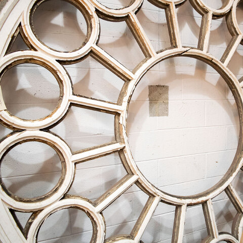 #40346 Salvaged Round Wood Church Window Frame image 3