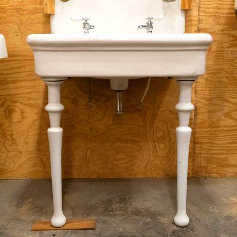 #40361 Antique Porcelain Bathroom Sink with Legs image 6