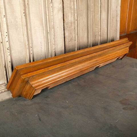 #40494 Salvaged Antique Oak Fireplace Mantel Shelf image 8